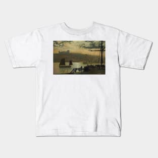 Whitby Abbey And Church by John Atkinson Grimshaw Kids T-Shirt